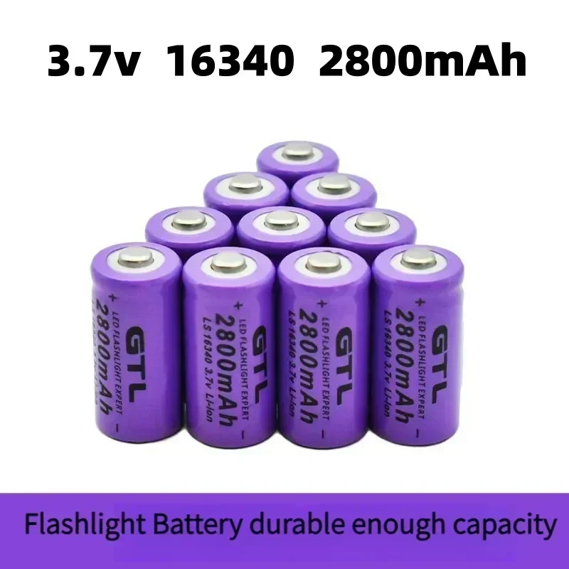 16340 3.7V 2800mAh Rechargeable Li-ion Batteries CR123A Battery for LED Flashlight Travel Wall Charger 16340 CR123A Battery