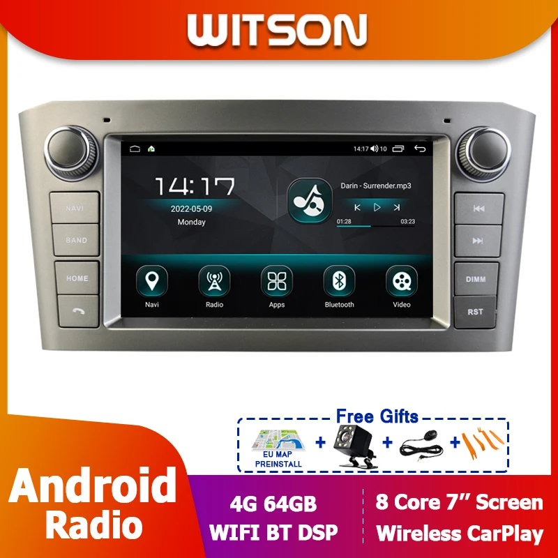 

Car Radio Android Auto CarPlay WIFI BT For TOYOTA AVENSIS T250 2 II 2002 - 2008 Multimedia Player 7 inch Screen DSP Stereo Audio