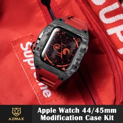 Para apple watch série caso 2024new luxo material de fibra carbono cinta apple watch s9/8/7/6/5/4/se série 44mm 45mm iwatch banda