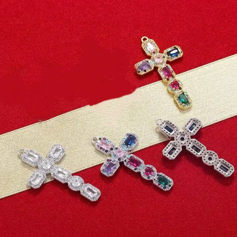 Kreuz-Boho-DIY-Anhänger, Hypoallergenes Messing mit Zirkonia für Schmuckherstellung, Handgefertigte Zubehörteile – Detail 8