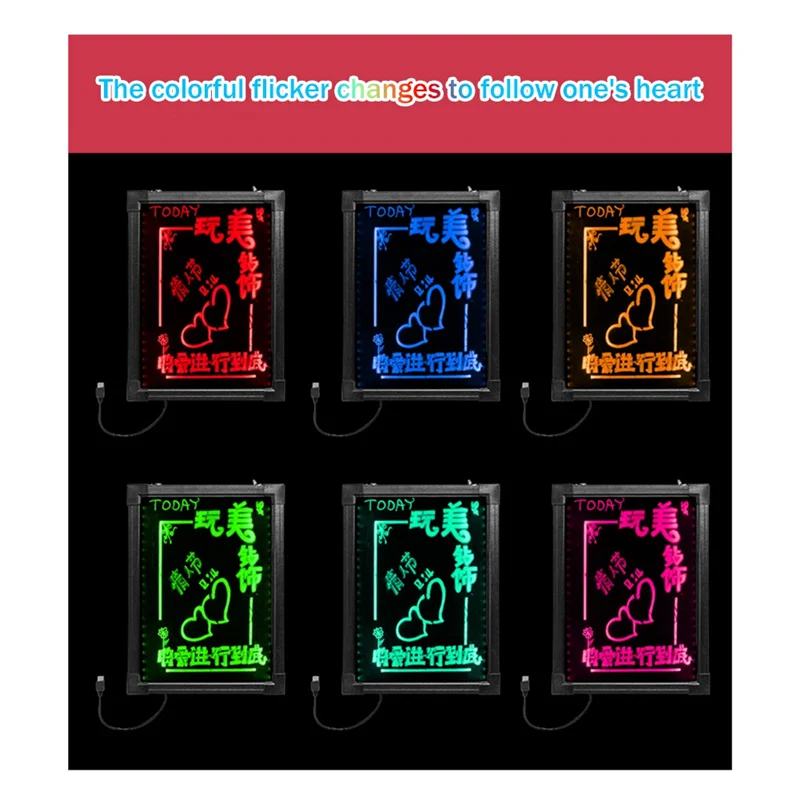 Wysoce polecana tablica LED fluorescencyjna 30x40cm, z możliwością wymazywania, do pisania wiadomości i rysowania, z markerami i drewnianym uchwytem, idealna do domu.