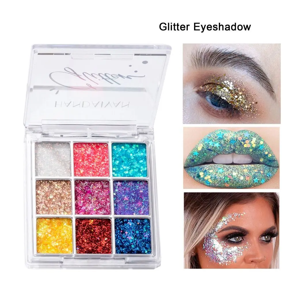 Pó de Sombra Sem Cola, Destaque Festival Cosmético, Diamante Shimmer, Maquiagem Dos Olhos, Paleta De Sombra De Lantejoula Glitter