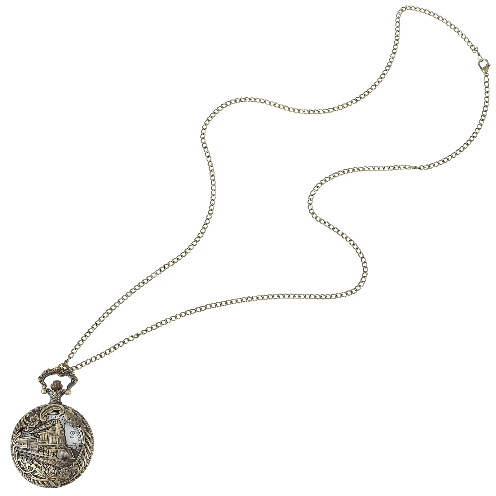 

Hollow Train Head Pocket Watch Vintage Quartz Movement Hanging Necklace Waist Watch Ladies Accessories Simple Practical