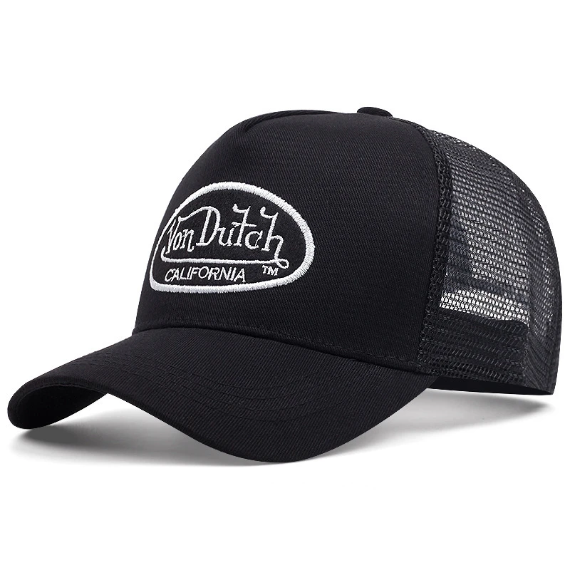 Casual fashion VON Baseball Cap Breathable shade Alphabet embroidery Sunblock Mesh Embroidered DUTCH Trucker Hat image 3