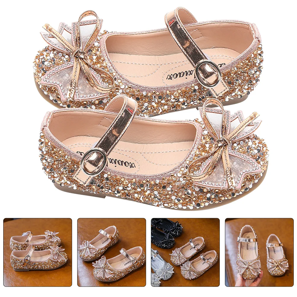 زوج واحد من حذاء الأميرة للفتيات الصغيرات بفيونكة من حجر الراين لحفلات الزفاف بتصميم رقيق أحذية للفتيات لأحذية الزفاف للفتيات الصغيرات