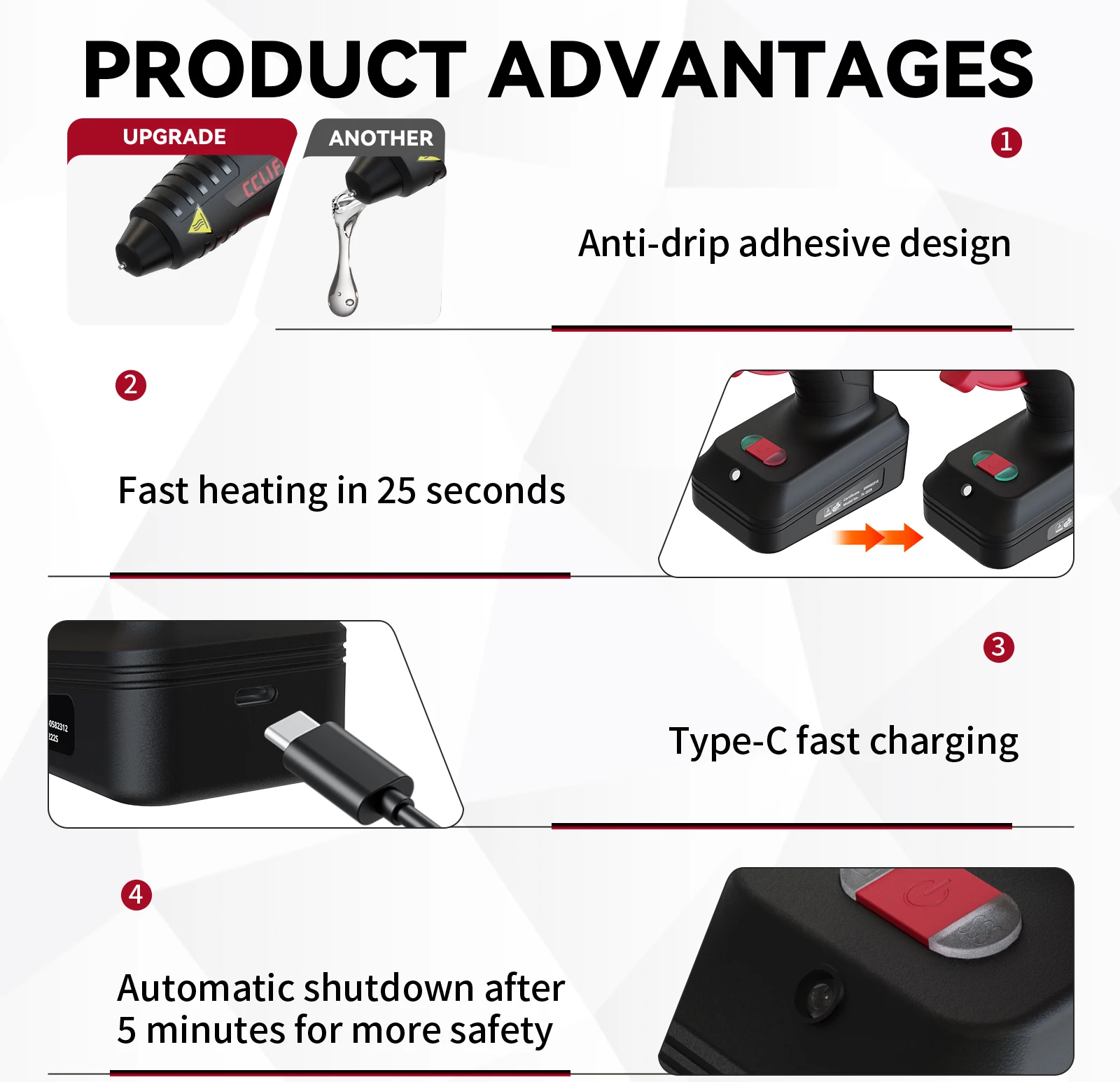 ปืนกาวไร้สาย 4V ดีไซน์ใหม่