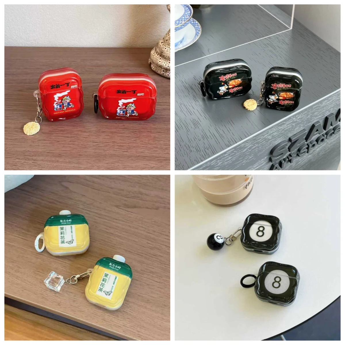 المشروبات رقاقة البطاطس المعكرونة الفورية البلياردو رقم 8 لابل AirPods Pro3 2025 حافظة جديدة ل AirPods 4 3 2 1 Pro2 غطاء سيليكون