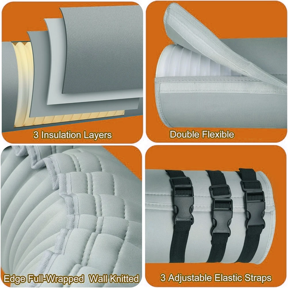 AC Hose Insulation Sleeve Portable Duct Cover 59 x 21 in for Effective Cooling Performance and Reduced Heat Loss During Use