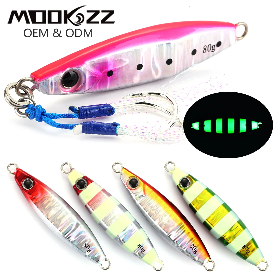 MOOKZZ New Metal SLOW Sea Fishing Lure Jinging 30g 40g 60g 80g 100g 130g  Hard Artificial Bionics Bait