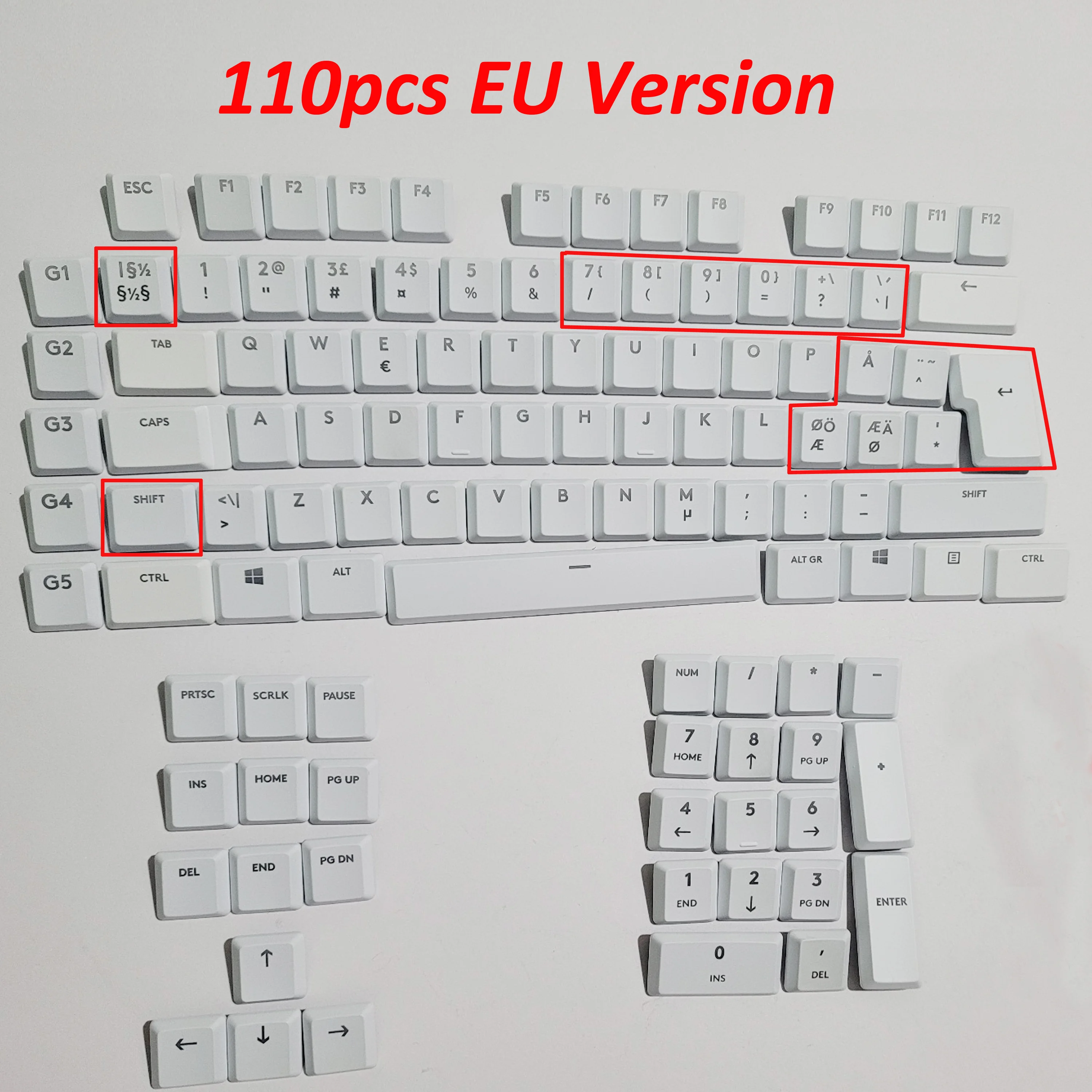 EU Layout-A full set 110pcs Key Caps White for Logitech G813 G913 G815 G915 RGB TKL Wireless Keyboard UK Version