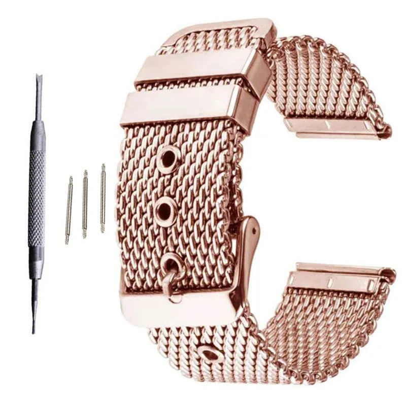 18mm 20mm 22mm 24mm Universal Milanese Watchband Watch Band Mesh Thickened 0.1 Line Stainless Steel Strap Wrist Belt Bracelet