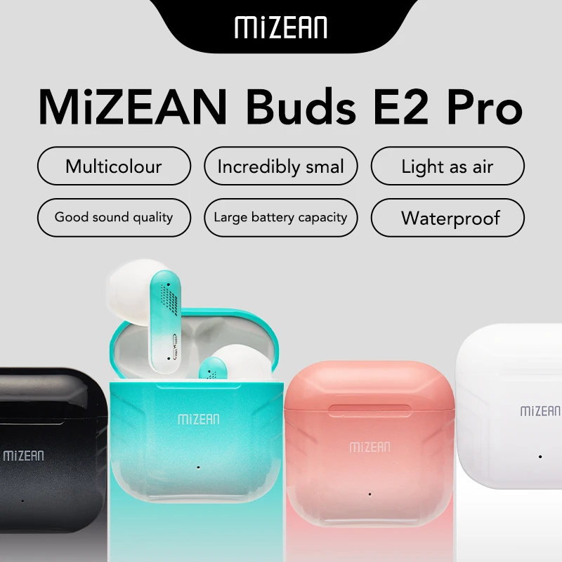 

MiZEAN E2 Mini True Wireless Earbuds Fashionable Dopamine Colors, ENC, 18H Playtime, IPX4, BT 5.3, Awareness & Touch Control