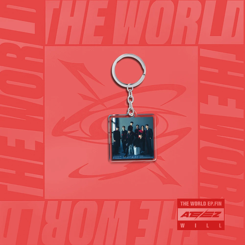 Acrylic Kpop ATEEZ Keychain Album THE WORLD EP.2 : OUTLAW Hongjoong Seonghwa Yunho Yeosang Key Ring Pendant Teakook Accessories