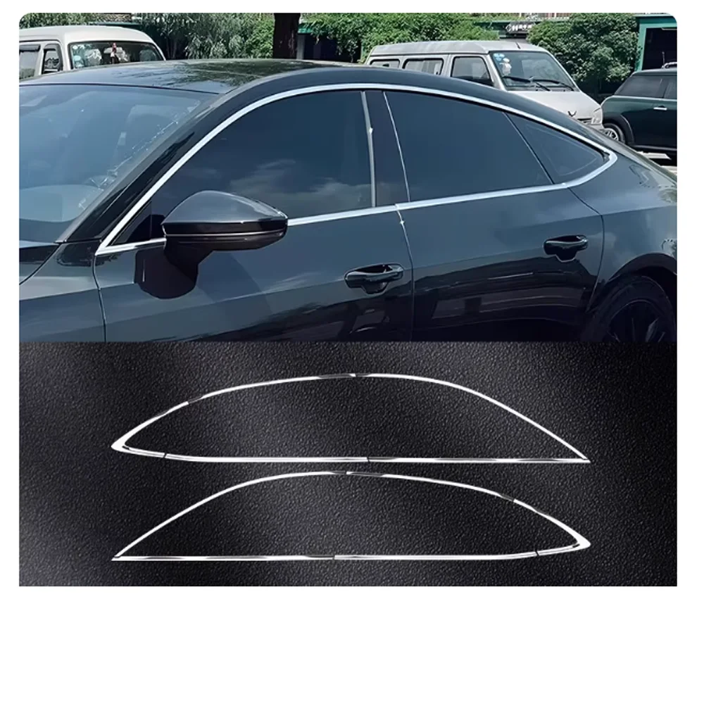 

for Audi A7 4G8 RS S7 2010~2018 2011 Silver Black Stainless Steel Car Door Window Frame Window Sill Trim Sticker Part Accessorie