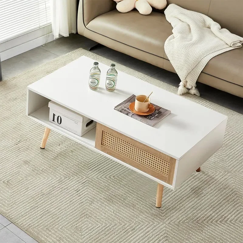 for Customizable Wooden Coffee Table with Storage Space for Living Room Dining Table