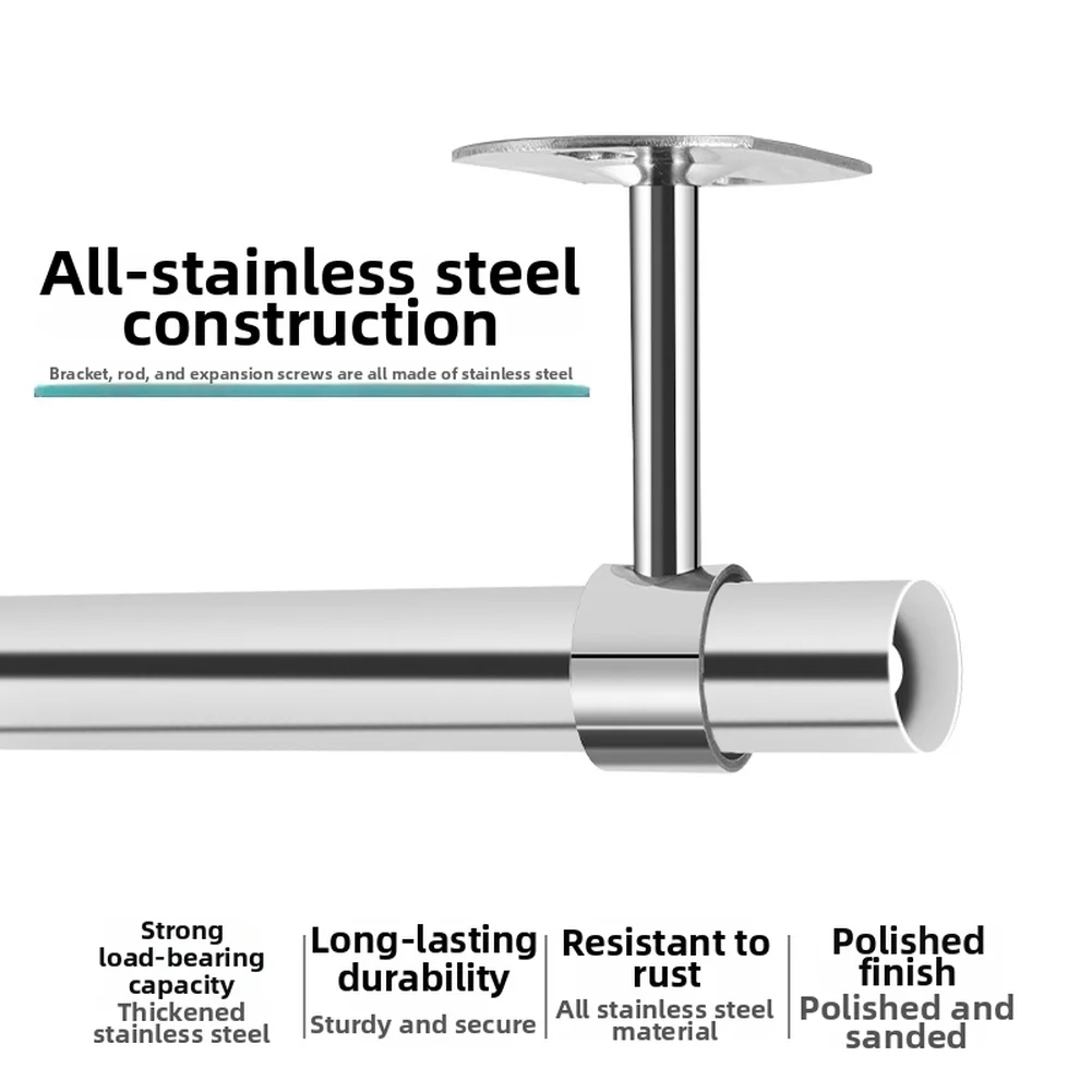 Stainless Steel Central Support Bracket for Wardrobe Pole Sockets Designed to Fit 32mm Rails in Cabinet Installations
