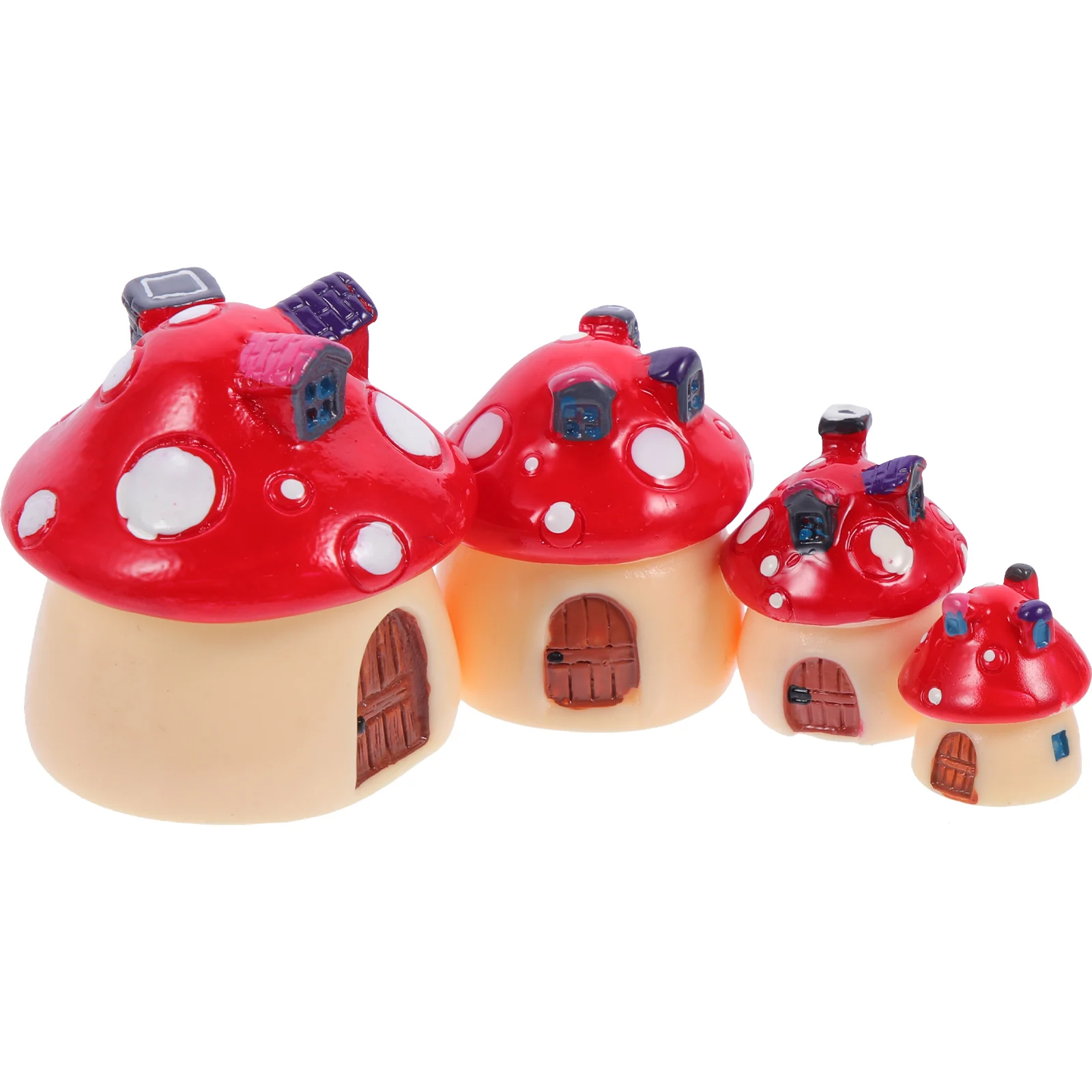 

4 pcs Resin Mushroom House Mini Garden Accessories Durable Craft Decor Statue Plant Decorations Fairy Landscaping Ornament
