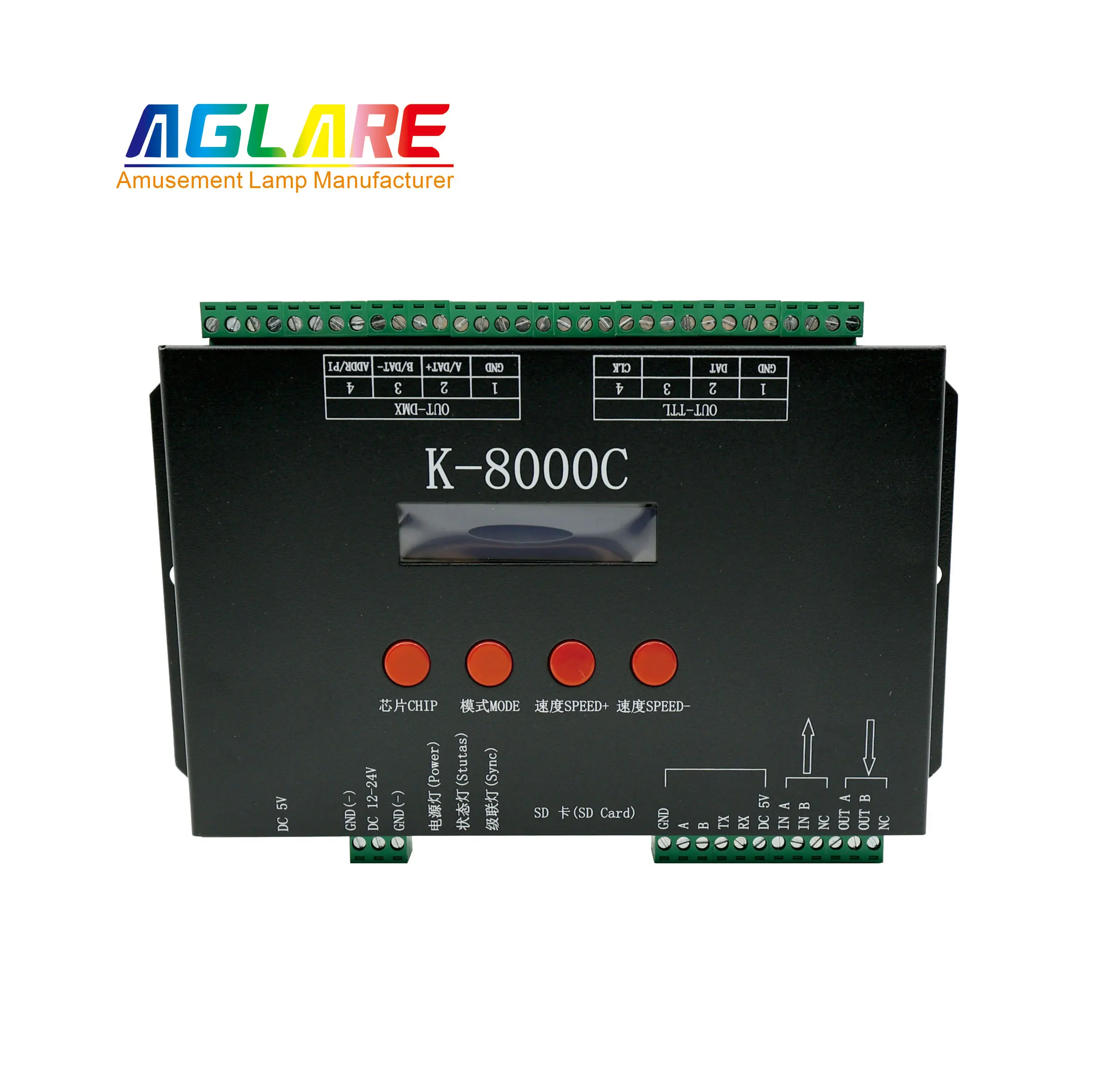 K-8000C SD Card 8 Ports Max 8192 IC Pixels Point SPI  Signal Output RGB RGBW Programmable LED Controller