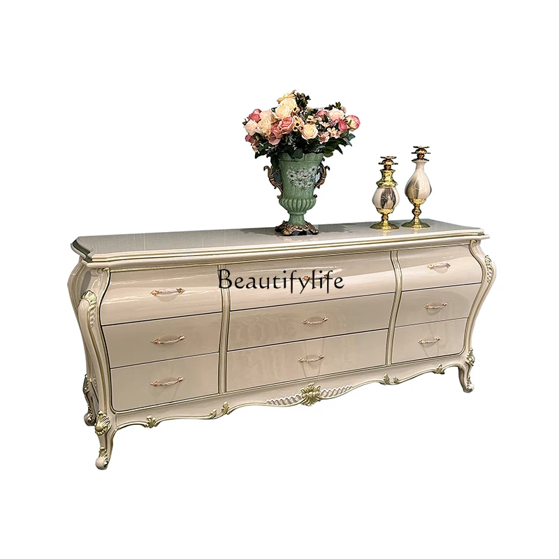 

*French court solid wood dining side cabinet, European neoclassical entrance cabinet restaurant locker