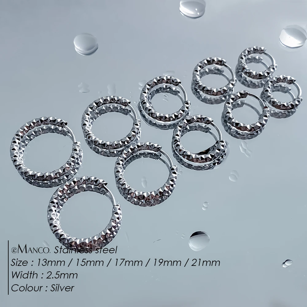 EMANCO  New Design Stainless Steel Small Hoop Earrings for Women Geometry Round Ear Buckles Popular Pierced Anti-allergy Jewelry