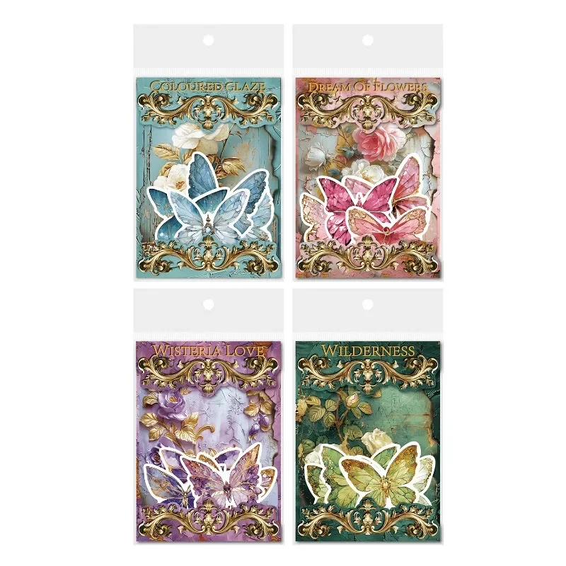 Autocollant fleur Rocheads pour scrapbooking, matériau magnifique papillon, papier fleuri, manuel, collage, écriture, coupe, 178x113mm, 20 feuilles