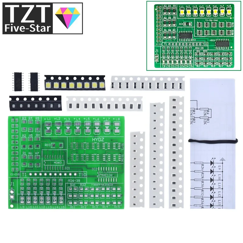 1/3 قطعة لتقوم بها بنفسك عدة 15 لون ضوء مجموعة التحكم 1801 SMD مكون لحام ممارسة مجلس أجزاء مجموعة الإنتاج الإلكتروني