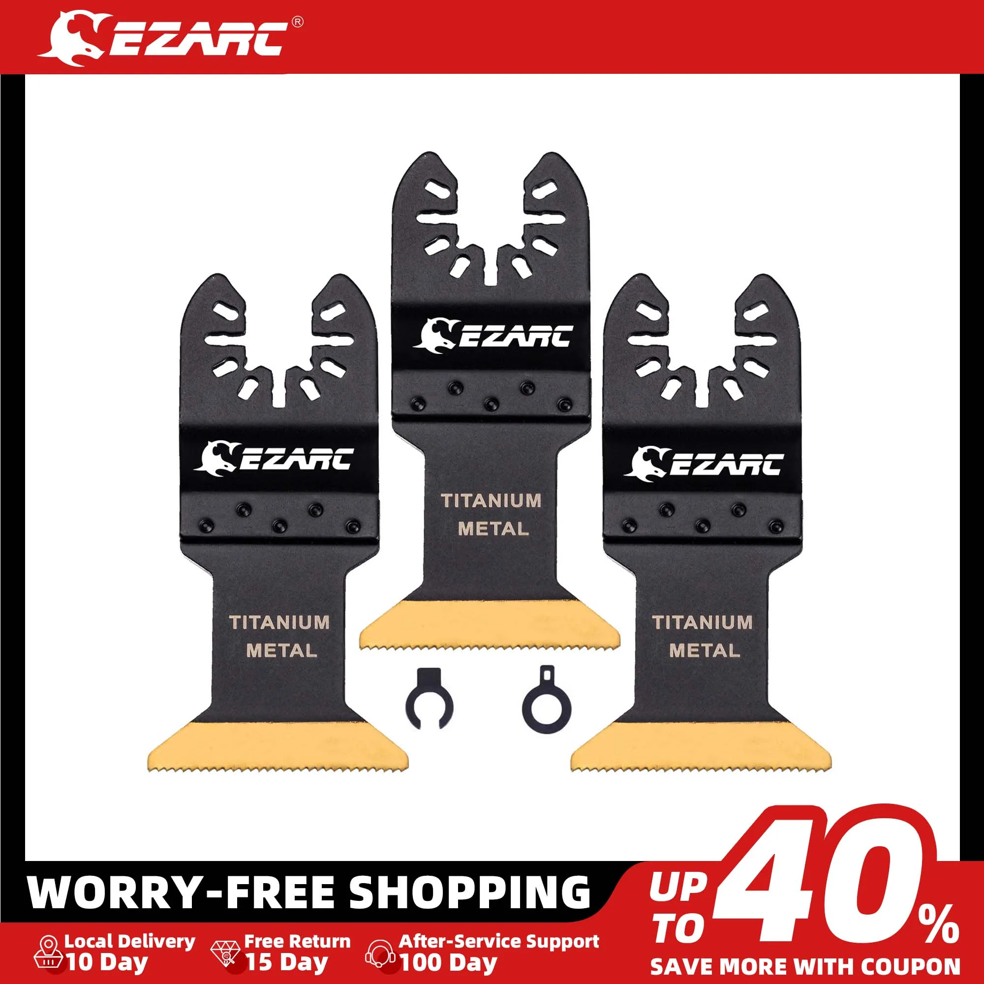 EZARC 3PCS Titanium Oscillating Multitool Blade for Quick Release Multi Tool suitable for Wood, Metal and Hard Material cutting