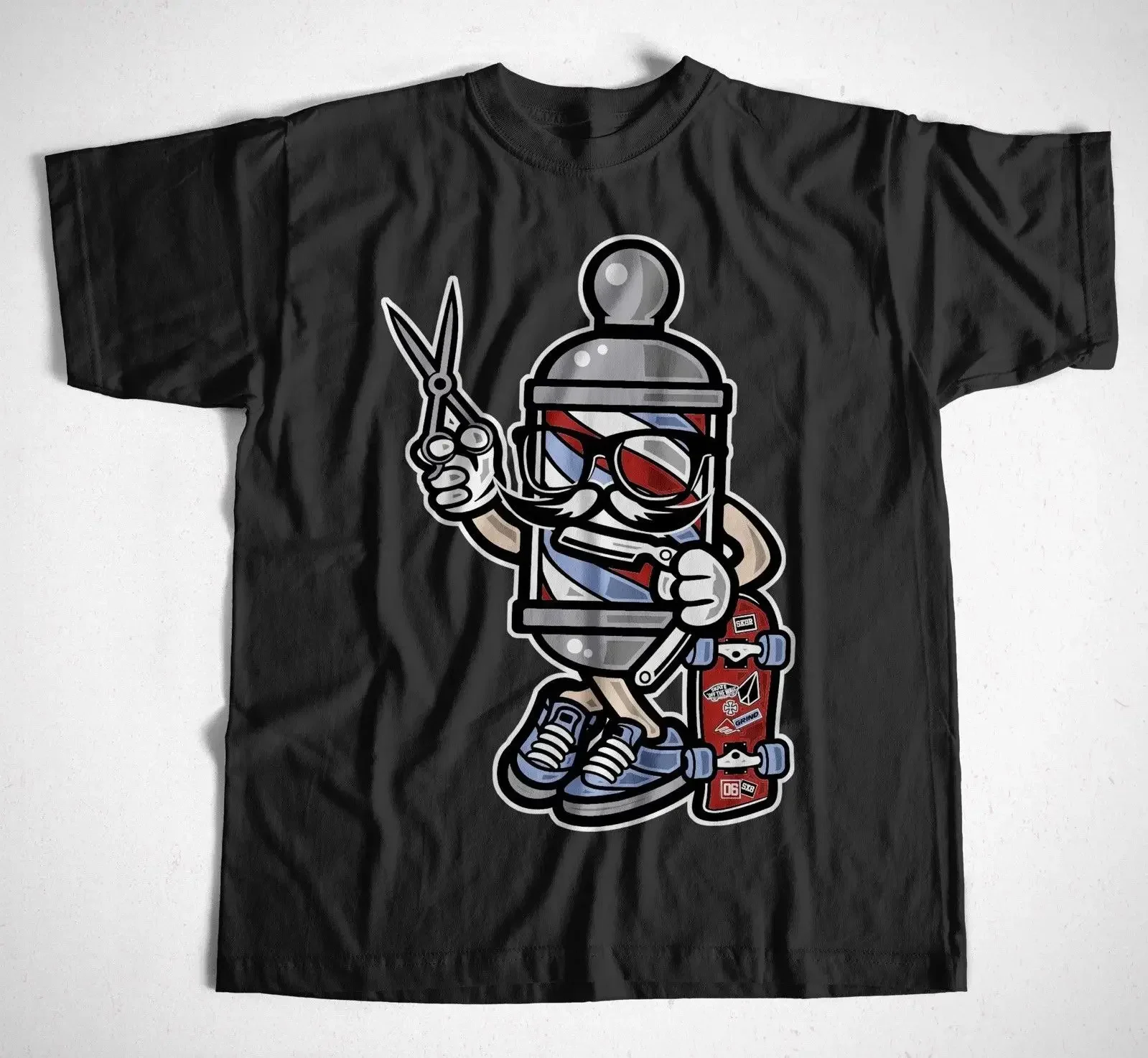 Newest Men'S Fashion  T-Shirt Barber Skater S-Xxl Viele Farben Friseur Bart Vollbart Mustache Skate Summer Style