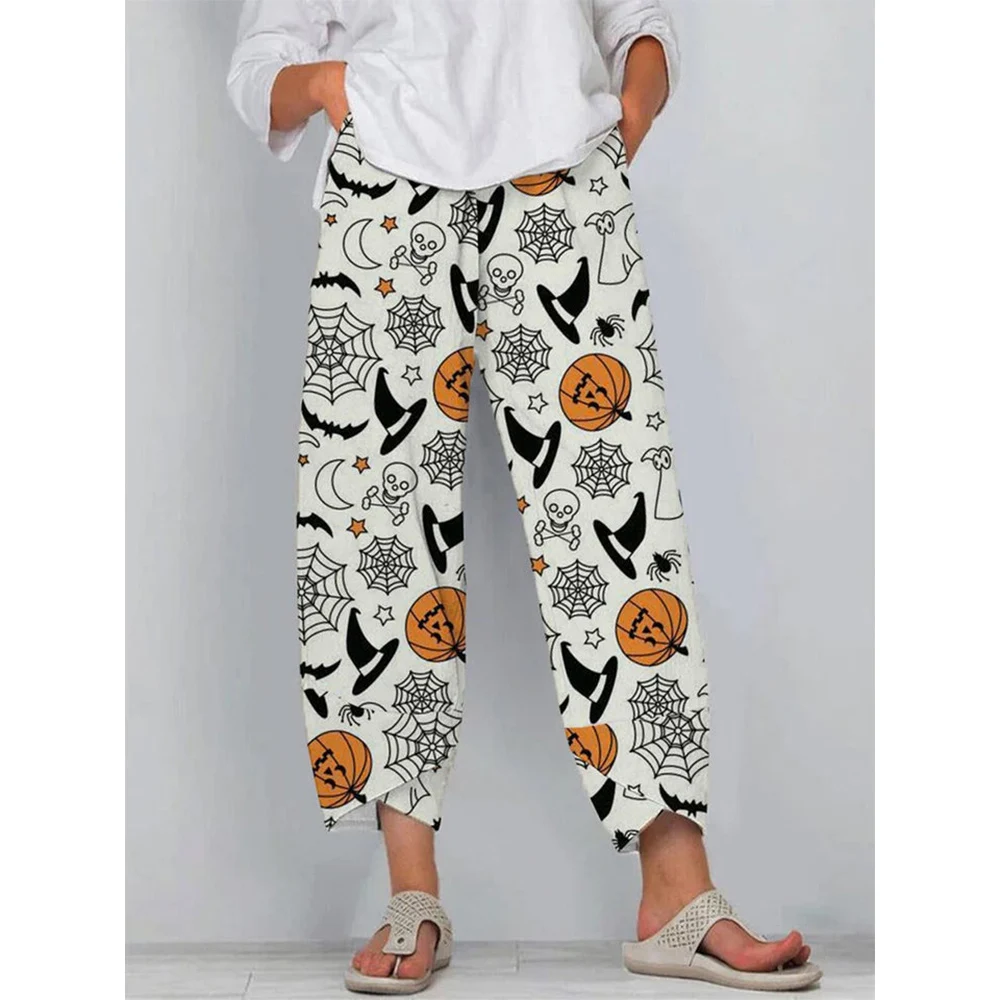 CLOOCL Bdggy Pants Women All-match Loose Casual Pockets Cartoon Dog Print Ankle-length Elastic Waist Pants Female Clothing