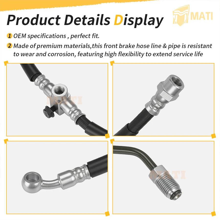 M MATI Front Brake Hose Line & Pipe Kit For Honda Sportrax 250 TRX250EX 2001-2005 45126-HM8-A01 45127-HN6-003 45128-HM8-000