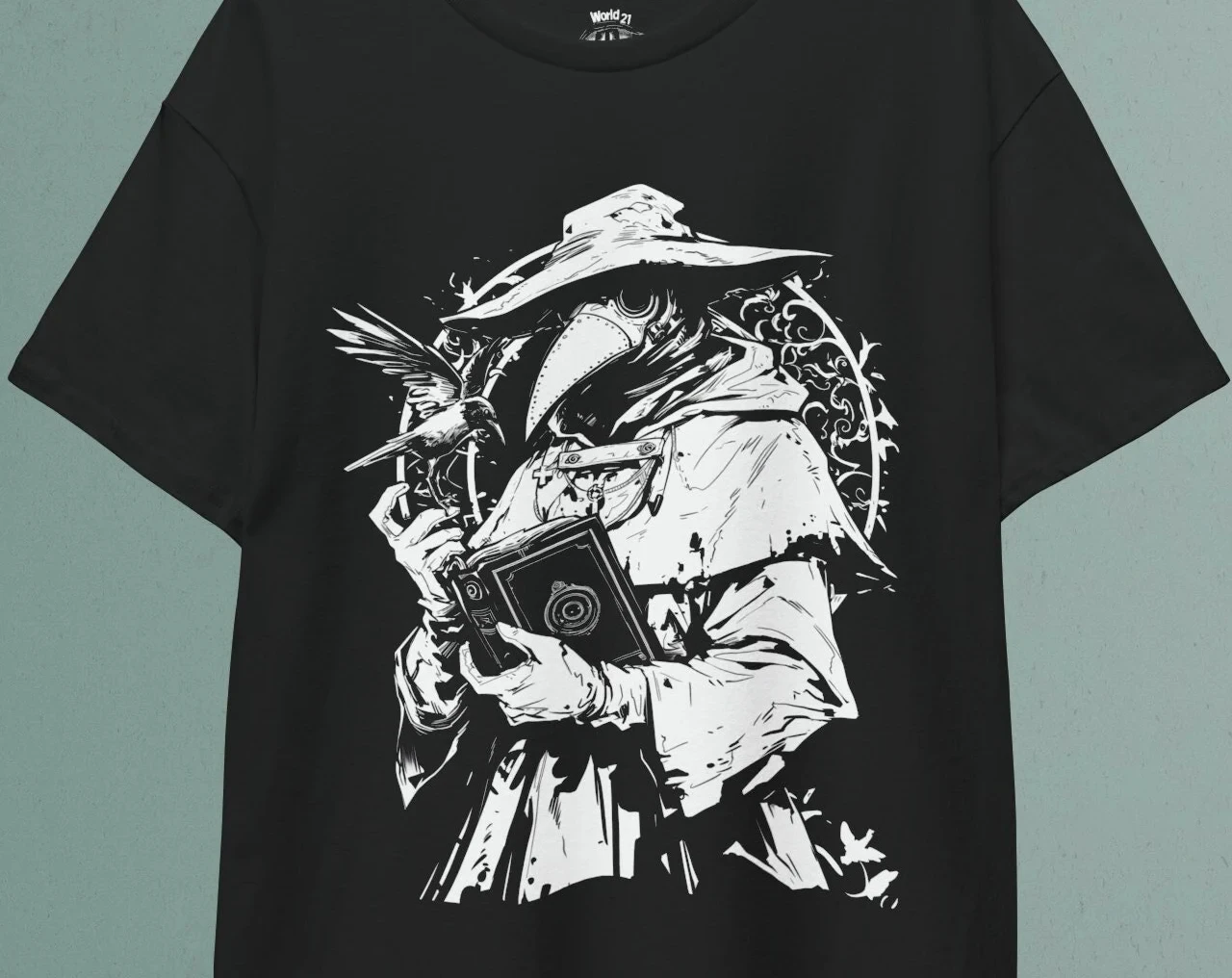 Plague Doctor T-Shirt Steampunk Dark Academia Halloween Shirt Retro Streetwear High-quality Crew-neck Short-sleeved Men's Tshirt