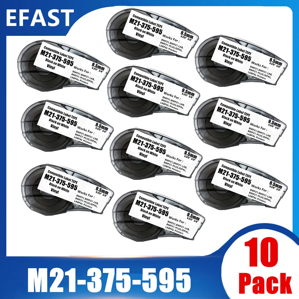 

5~10Pack M21-375-595 All-Weather Vinyl Label for Indoor/Outdoor ID,Lab and Equipment Labeling, Black on White- For BMP21-PLUS