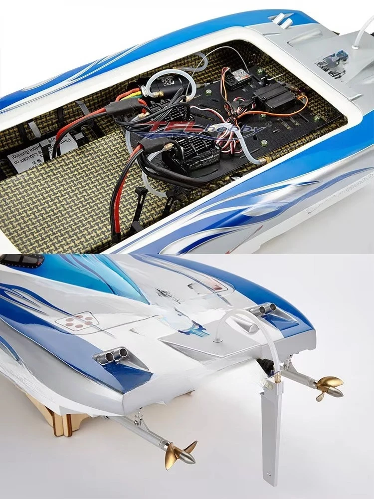 محرك مزدوج Catamaran 1040 مم، قارب كبير للتحكم عن بعد كهربائي بدون فرش، هيكل من الألياف الزجاجية