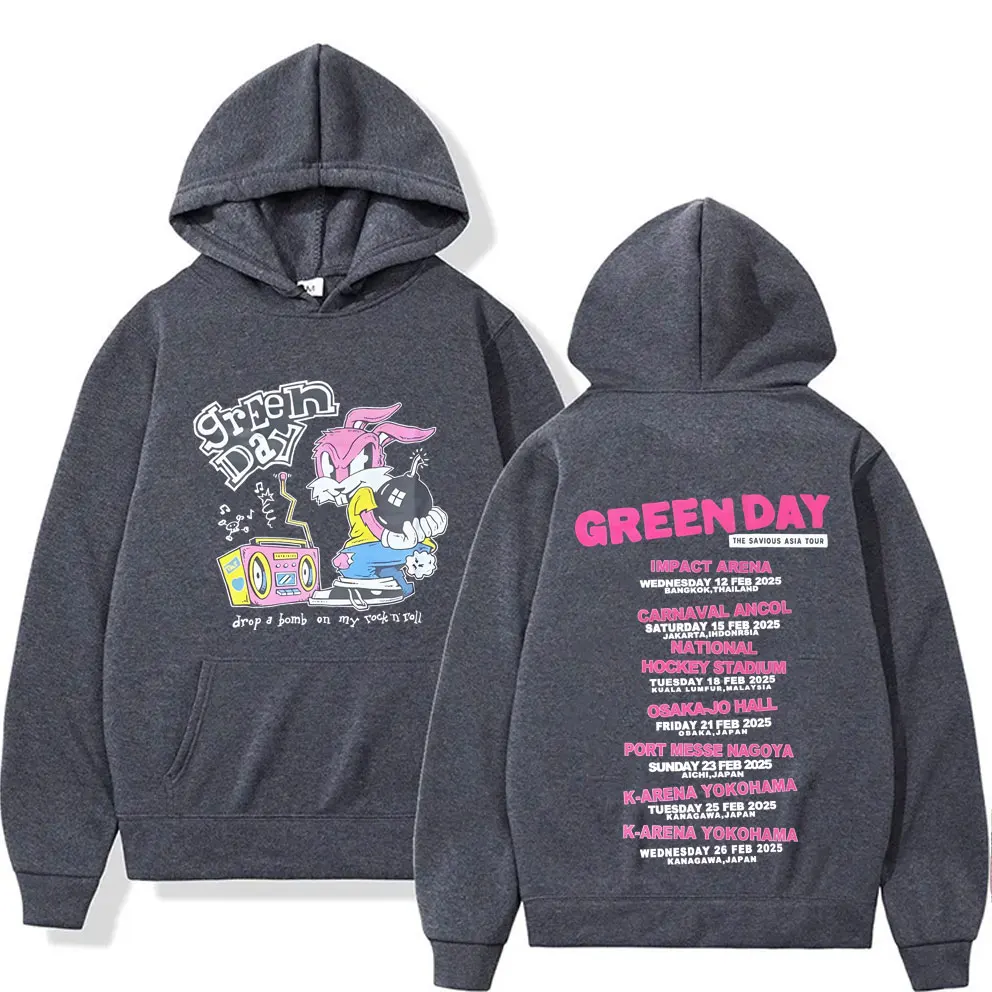Punk Band Green Day The Savious Asia Tour Hoodie Men Women Cartoon Rock Oversized Pullover Men's Fashion Fleece Cotton Hoodies