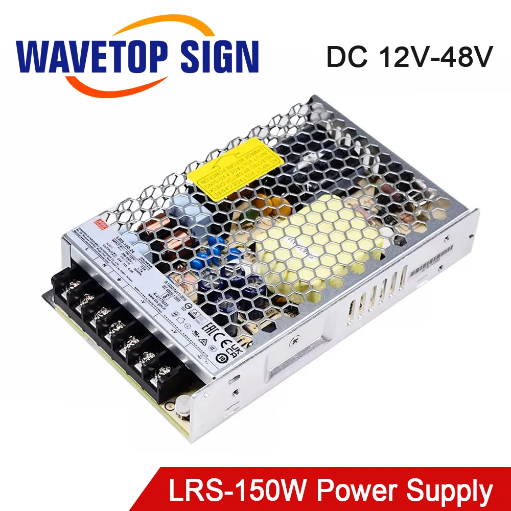 WaveTopSign MeanWell 150W Switch Power Supply LRS-150 12-48V Single Output for Laser Machine