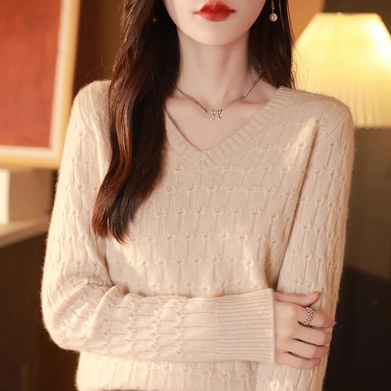 여성 기본 100% 메리노 울 패션 v 넥 솔리드 컬러 스웨터 풀오버 캐시미어 긴 소매 부드럽고 부드러운 따뜻한 의류 탑