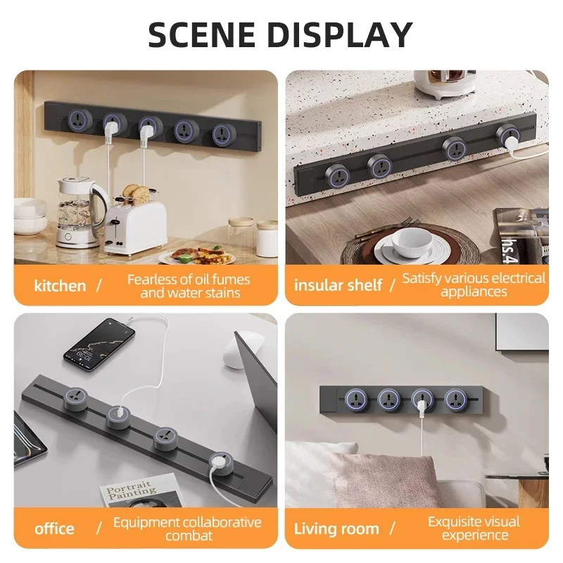 Track Socket With Switch High-end Quality Wall Power Outlet EU UK US FR Standard Universal Home Kitchen Bathroom Office Sockets view 5
