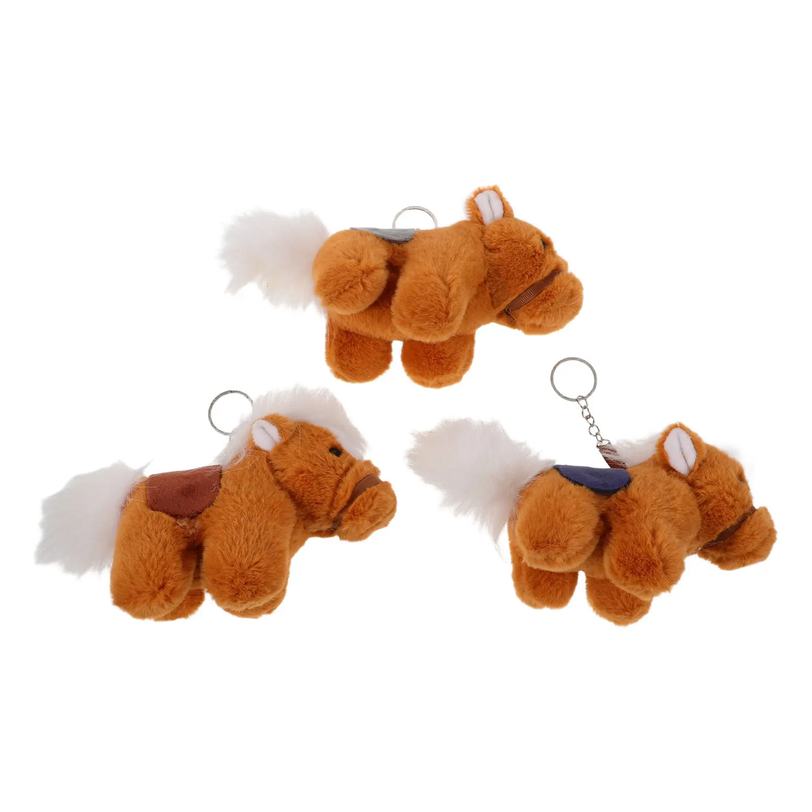 

Набор из 3 очаровательных мягких брелоков-лошадок, миниатюрные плюшевые игрушки-талисманы на год Лошади, подвески для сумок, подарки на Новый год