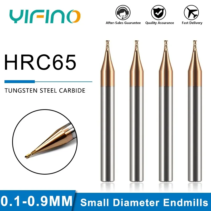 YIFINO Milling Cutter Alloy Coating Tungsten Steel Tool Cnc Maching Small Diameter Endmill Top Face Cutter Kit Milling Machine T