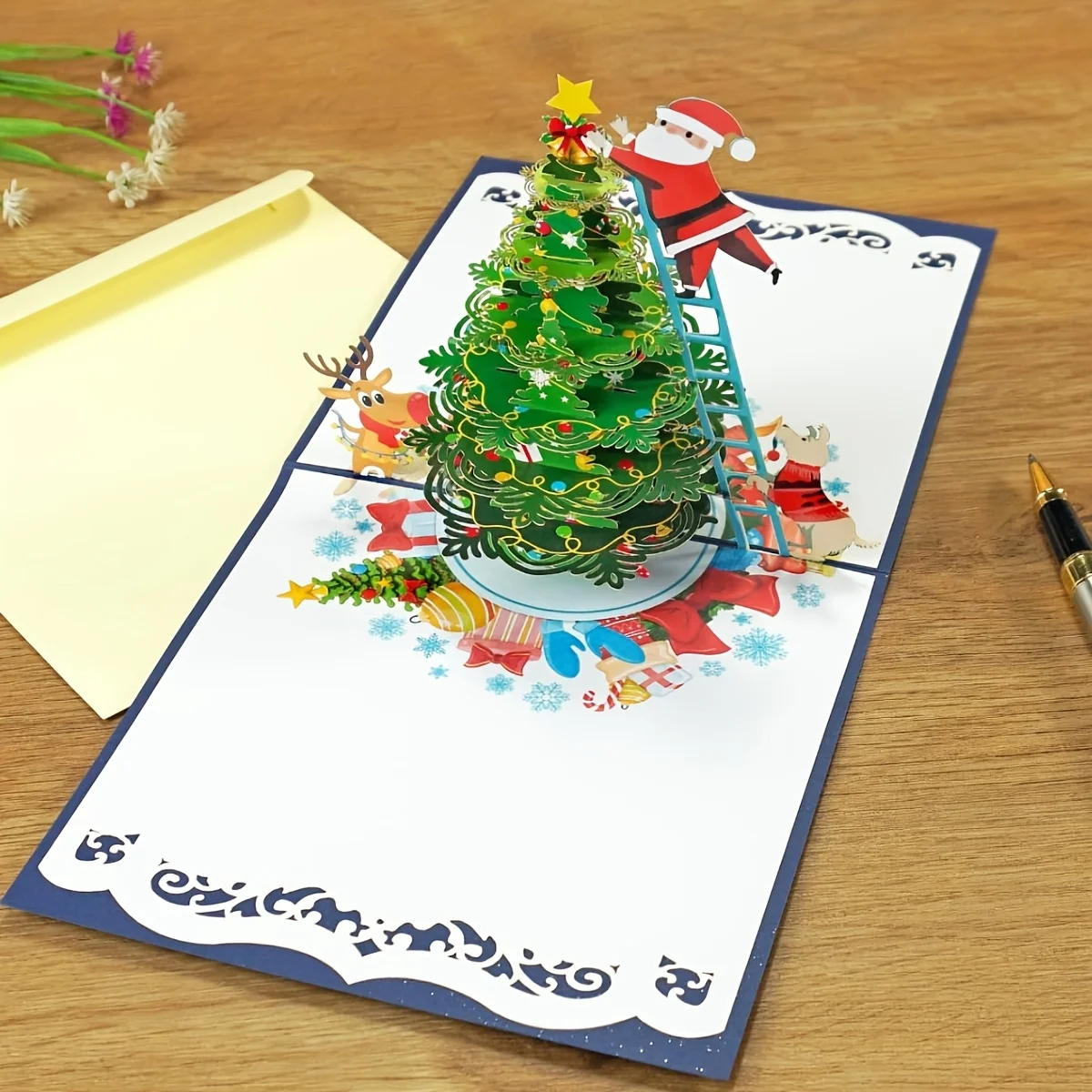Weihnachten 3D Weihnachtsmann dekorative Karte | Perfekt für festliche Anlässe | Tolles Geschenk für Eltern, Geschwister, Lehrer, Klassenkameraden – Detail 3
