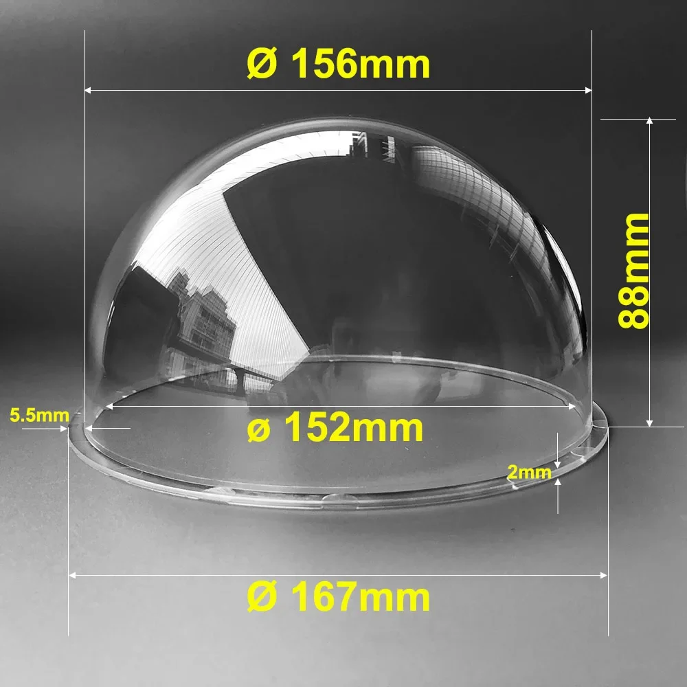 

6 Inch 167x88mm Indoor Outdoor Surveillance Camera Clear Dustproof Waterproof Plastic Glass Acrylic Transparent Lens Dome Cover