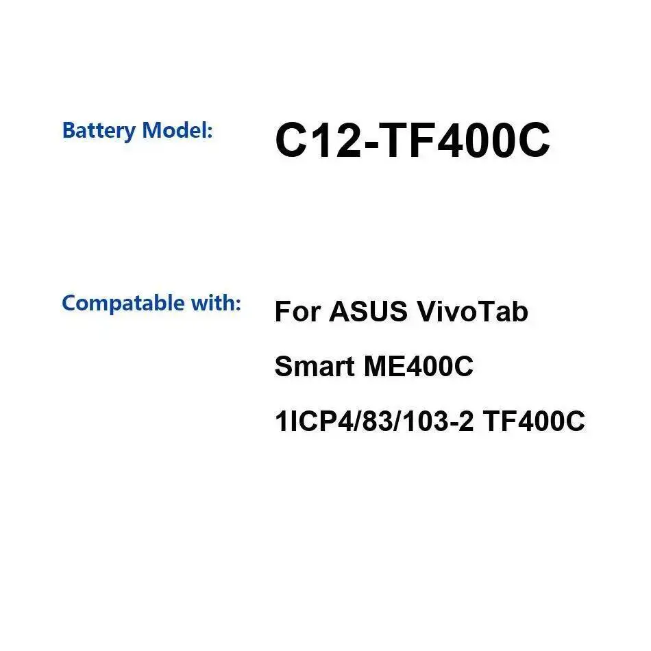

Сменный аккумулятор премиум-класса для ноутбука, стабильный, 6760 мАч для Asus Vivotab TF400C ME400C 1ICP4 83 103-2 C12-TF400C