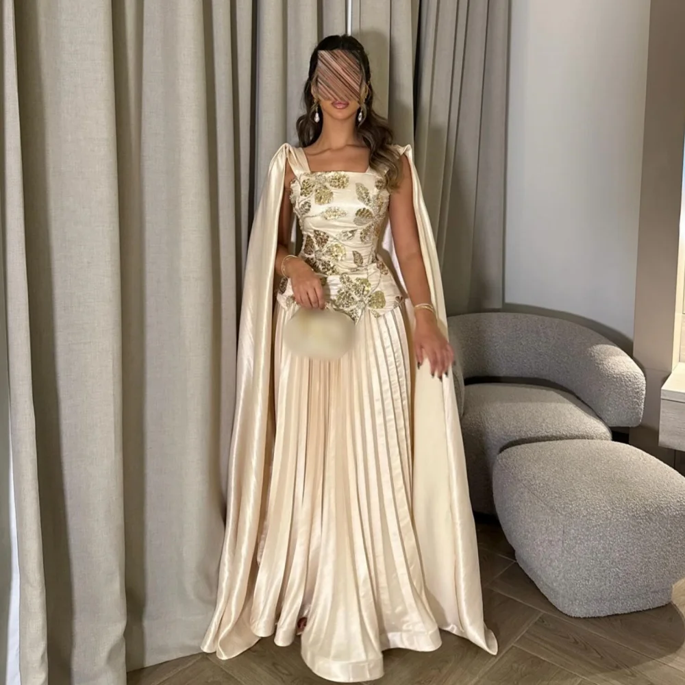 

Customized Elegant Glitter Applique Long Shawl A-line Long Dresses Women's Evening Dress Bespoke Occasion Wedding Party