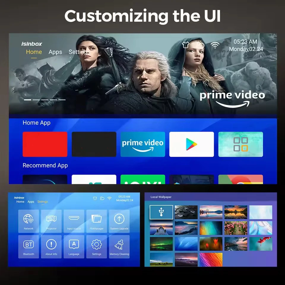 Q96 OHP Dog Projector Android13 Amlogic 950S رباعي النواة الأصلي 1280*720P 4G 5G WIFI 4G 5G BT5.0 HD 4K جهاز عرض فيديو للسينما المنزلية