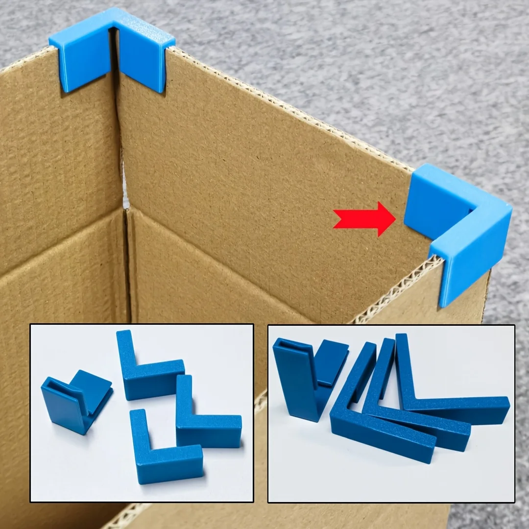 4Pcs 3D Printed Carton Corner Protector Clips,Corrugated Box Edge Reinforcement Clips for Reusable Boxes & Storage Bucket Making