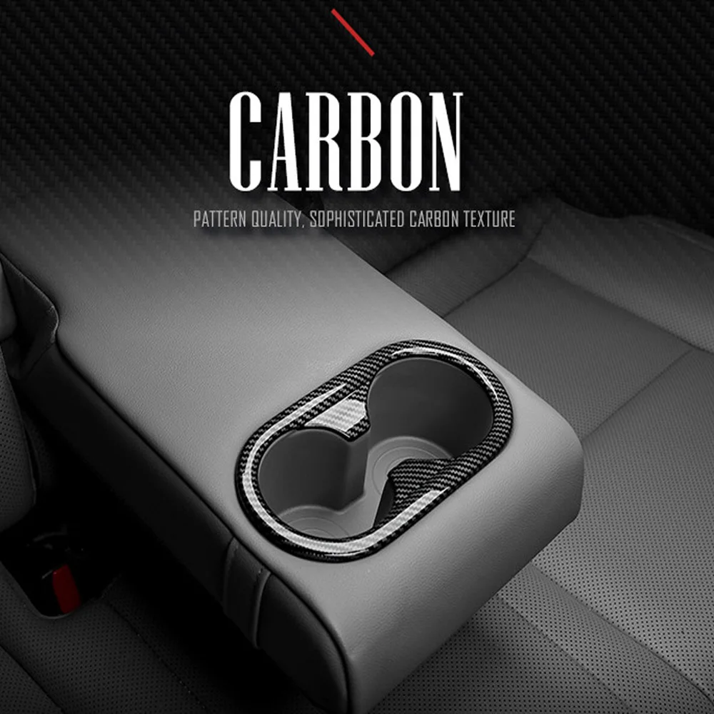 

Carbon Fiber Rear Water Cup Holder Trim Frame Cover For Hyundai Elantra CN7 Interior Mouldings Decoration