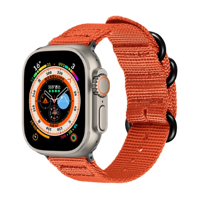Cinturino in nylon per cinturino Apple Watch 49mm 46mm 42mm 45mm 44mm 40mm 41mm Bracciale a tre anelli iWatch Ultra 2 10 9 8 7 6 5 4 SE Correa