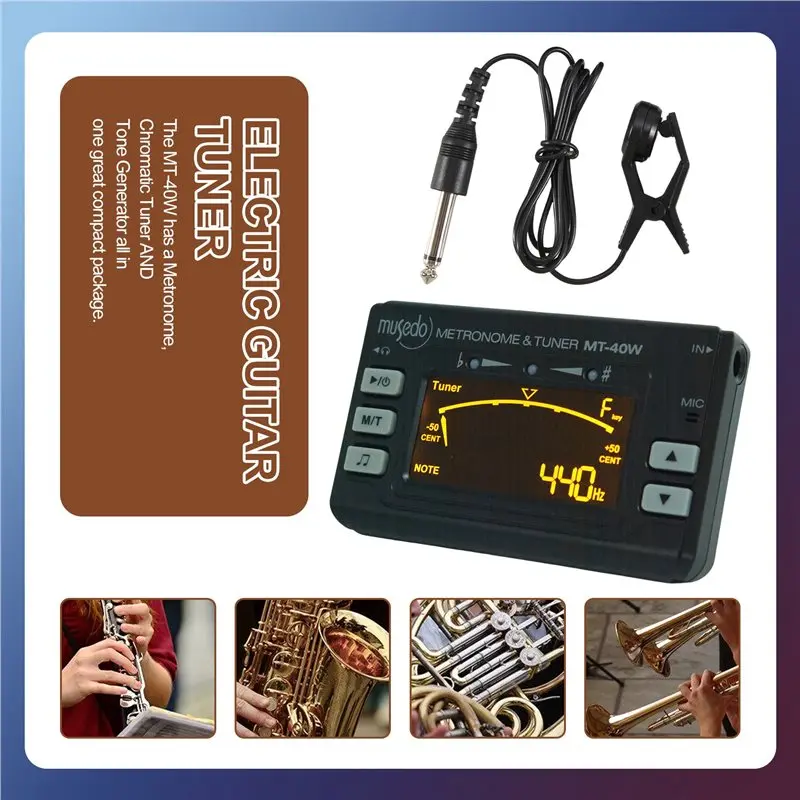 Musedo MT-40W Metro-Tuner Tone Generator Electronic Digital LCD 3 In 1 LCD Clarinet Saxophone Tuner/Metronome