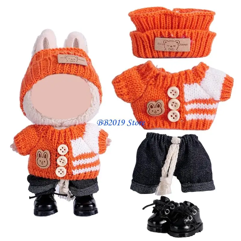 Q0KB سروال سترة من القطيفة لدمية قابلة للجمع مقاس 17 سم سهلة التغيير #5