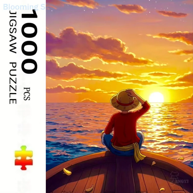 Jigsaw Puzzle 1000 Pieces Anime One Piece Luffy Painting Paper Puzzle for Adults, Relaxing Game, Christmas & Birthday Gift
